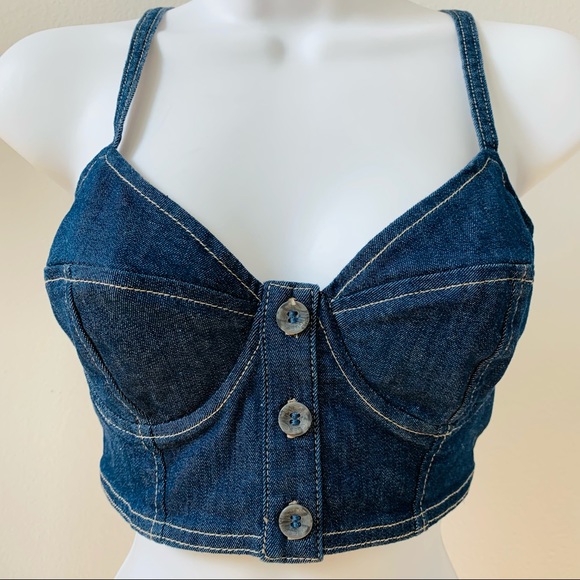 Guess Denim Crop Top - Picture 2 of 6